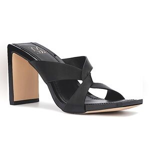 NIB New York & Co black square high heel mule pumps open toe price is firm